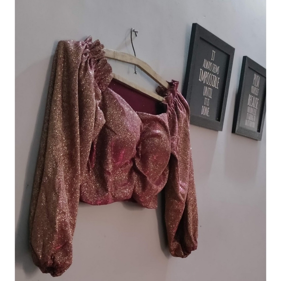 Tops - Multicolored glittered crop top party wear